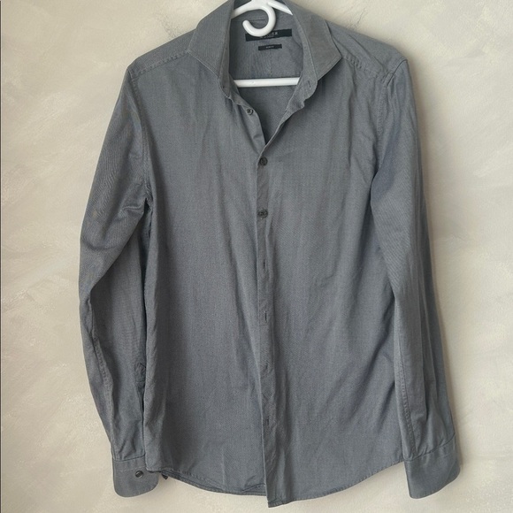 Tiger of Sweden button down shirt Steel 8 grey pinstripe cotton size 41 medium - Picture 1 of 7